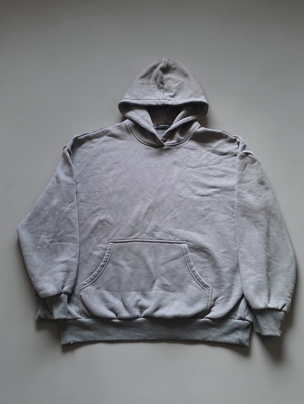 Hoodie Mens Unisex XL Oversized Grey Cotton Blend Fleece Pullover Sweatshirt